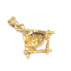 Pendant Golden Topaz 18kt Gold Yellow Natural 18k Vintage Gemstone Handmade D235